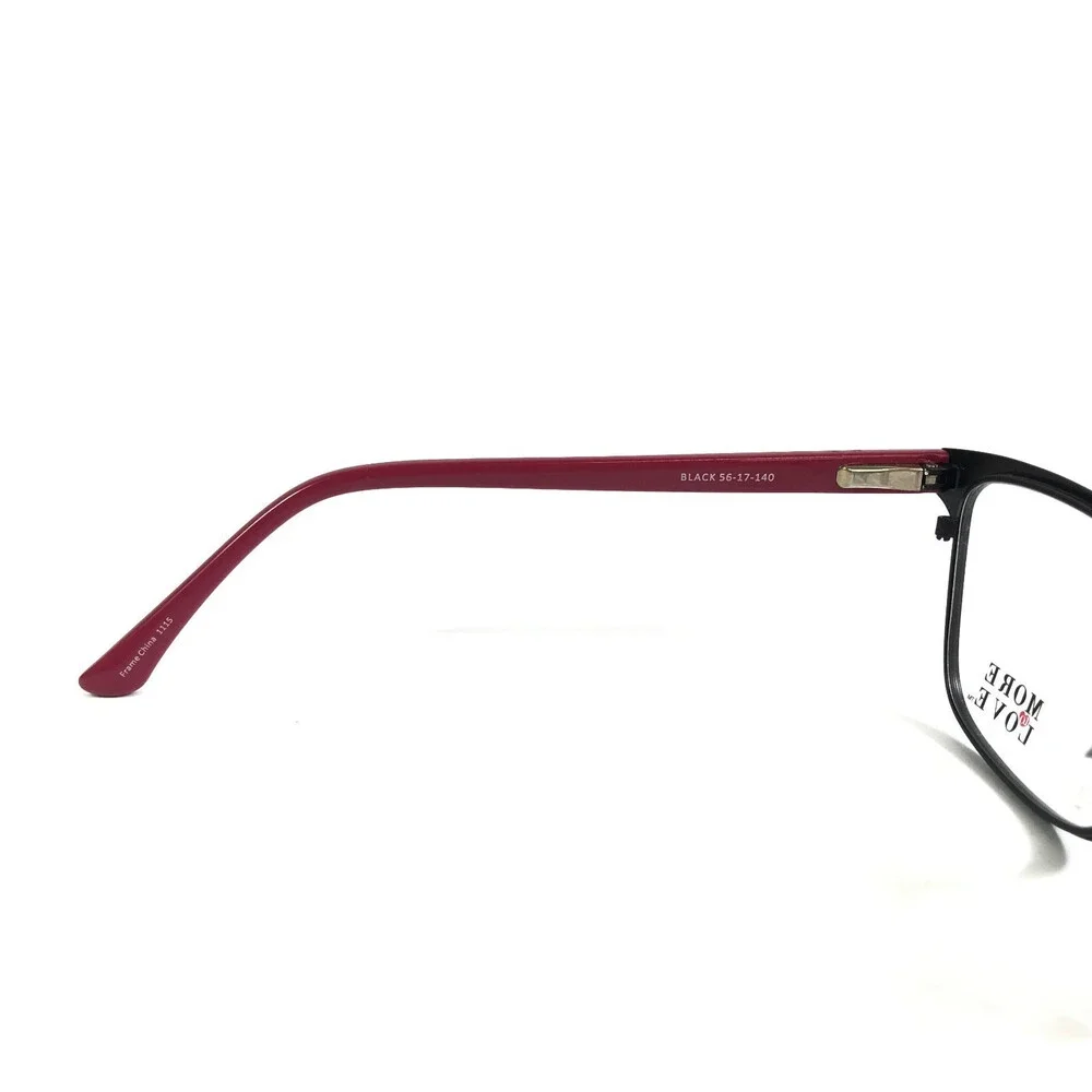 More to Love Eyeglasses Frames Meredith 1115 Black Red Cat Eye 56-17-140